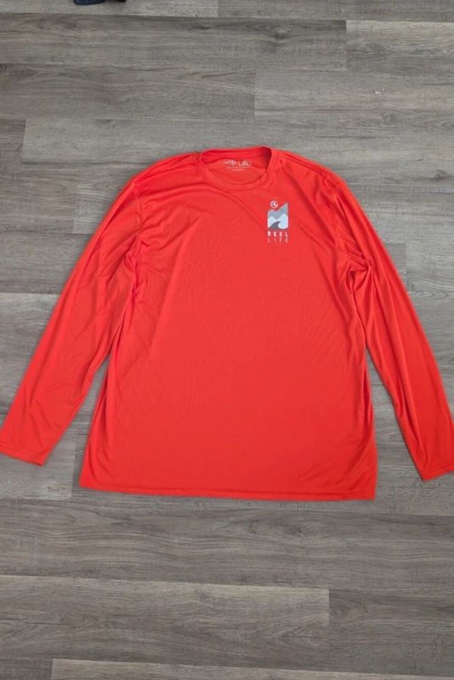 Reel Life UV UPF Sun Shirt Long Sleeve Fishing Beach Moisture Wicking XXL Orange